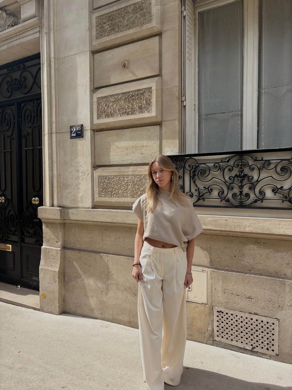 Anna one shoulder top creme