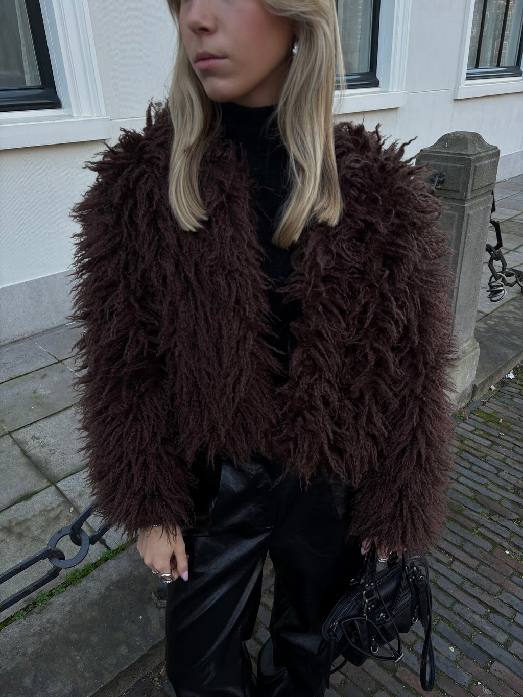 Tess furry jacket brown