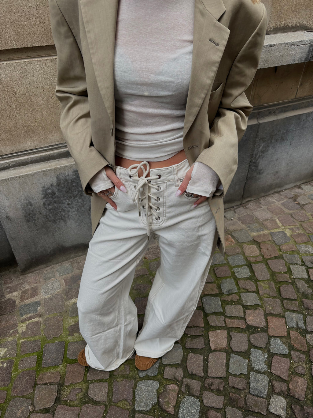 Meave wide leg jeans white