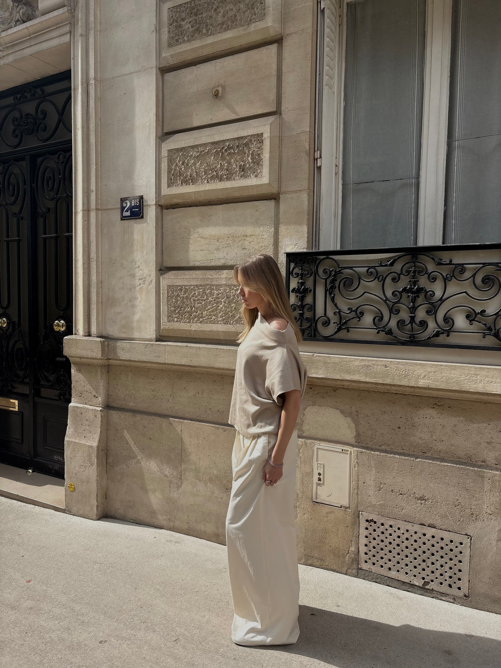 Anna one shoulder top creme