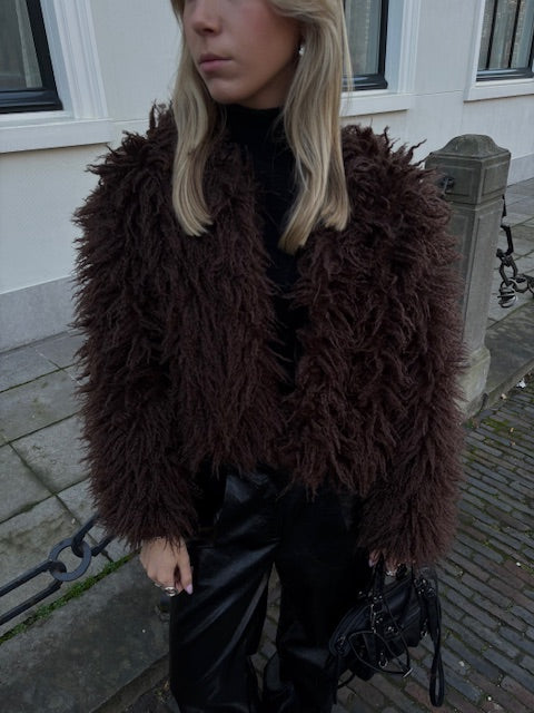 Tess furry jacket brown