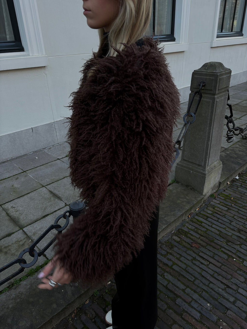 Tess furry jacket brown
