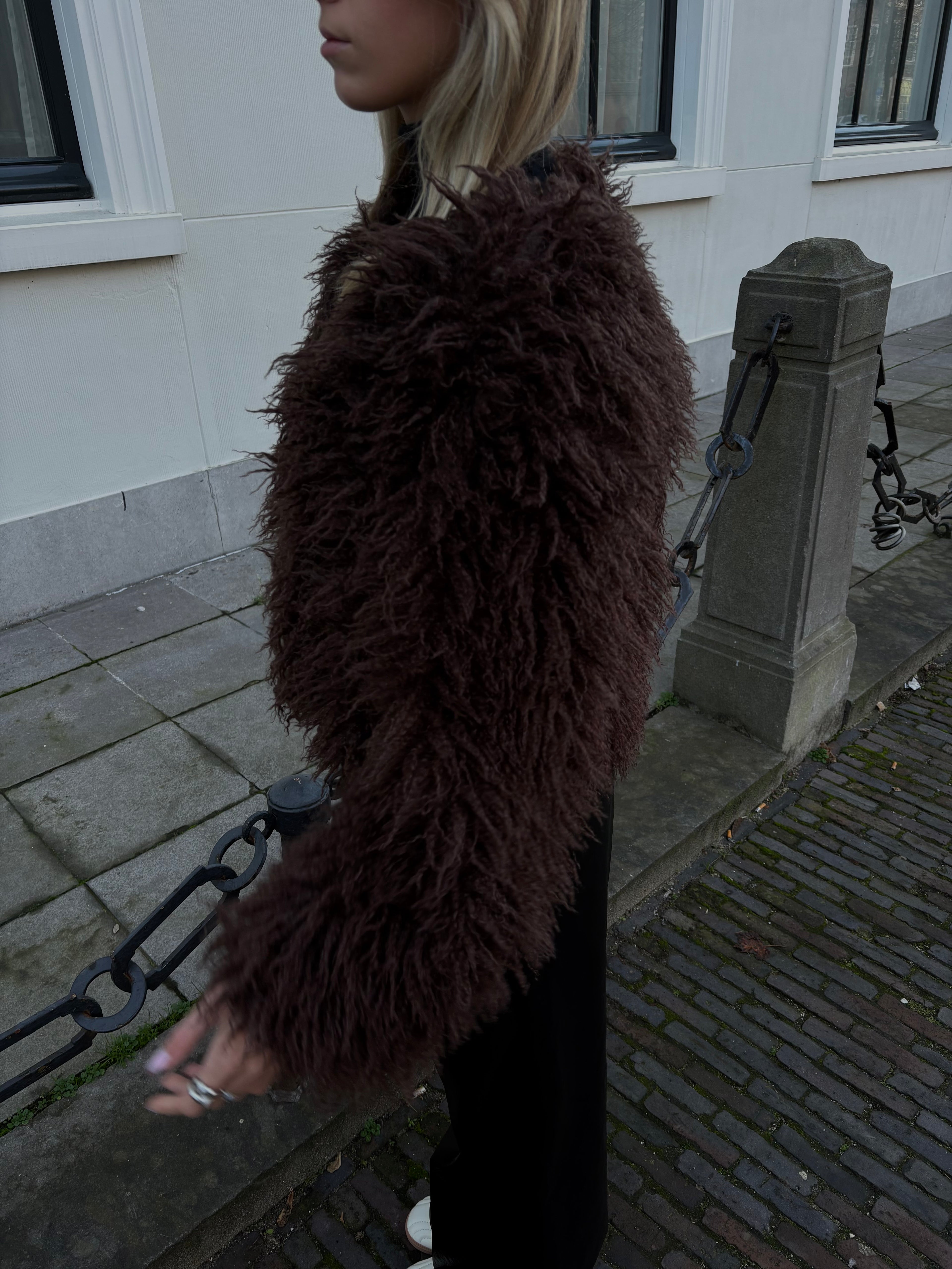 Tess furry jacket brown