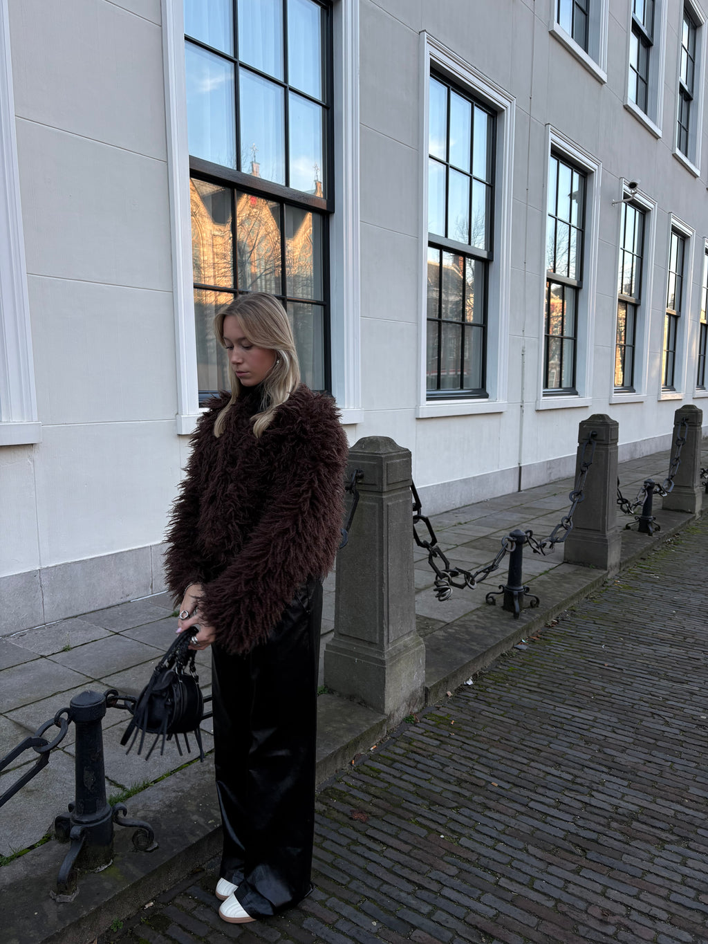 Tess furry jacket brown