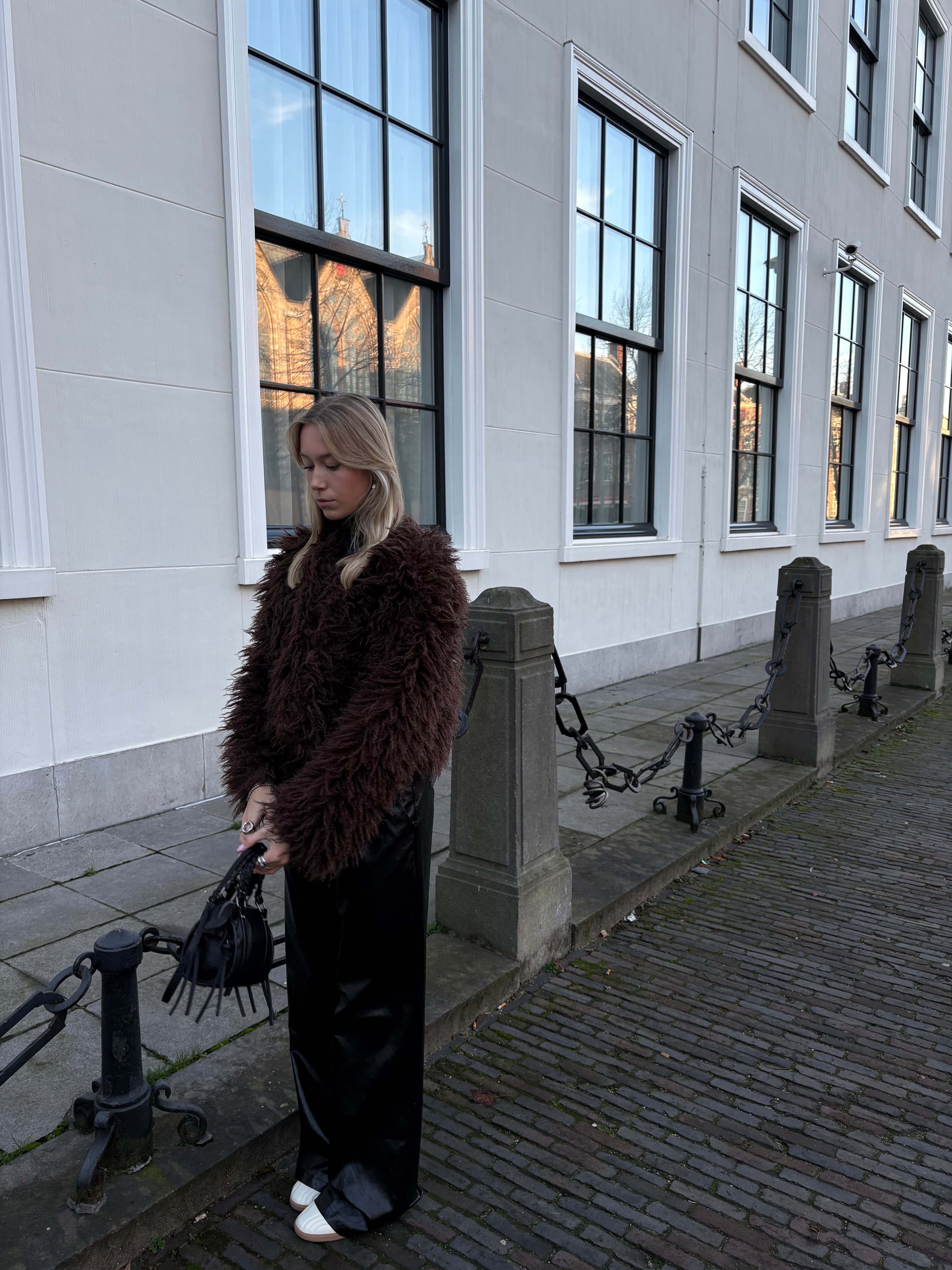 Tess furry jacket brown