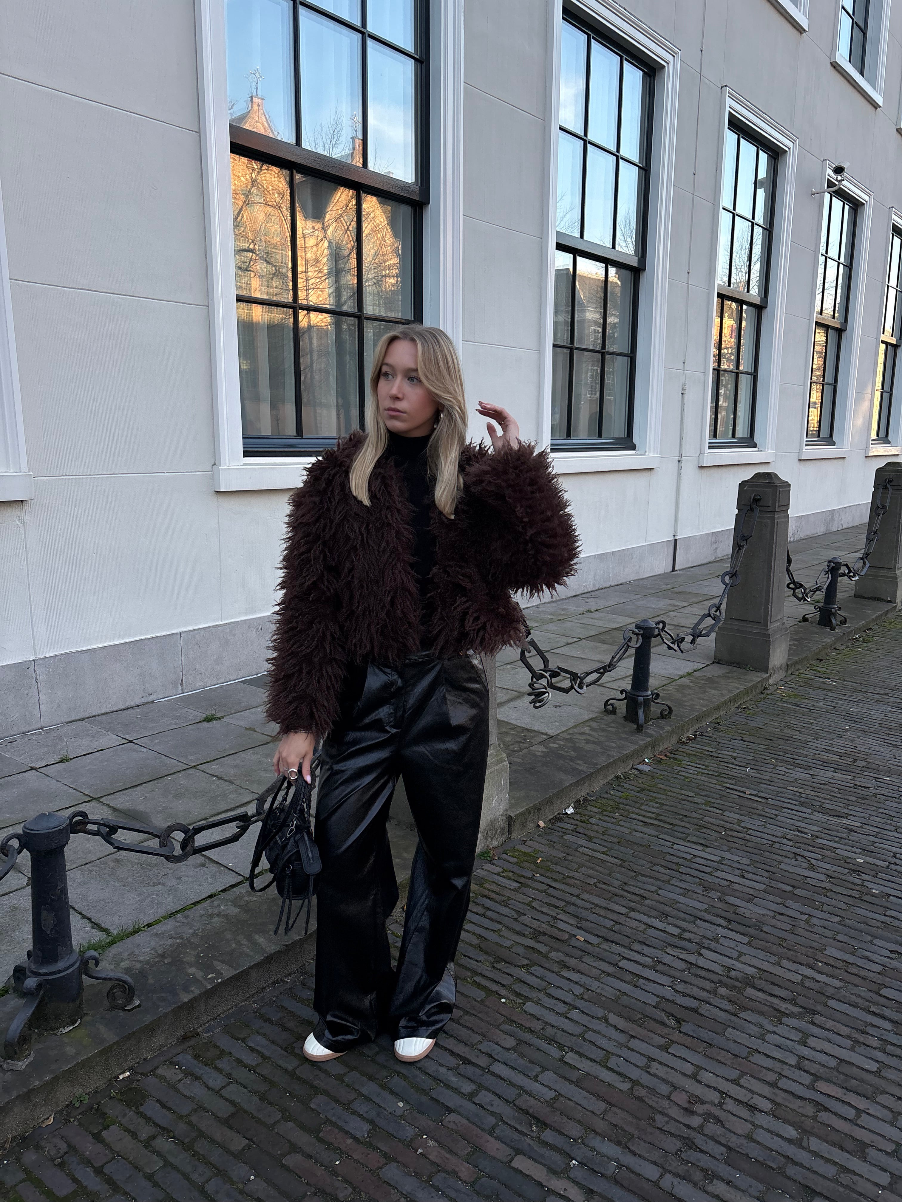 Tess furry jacket brown