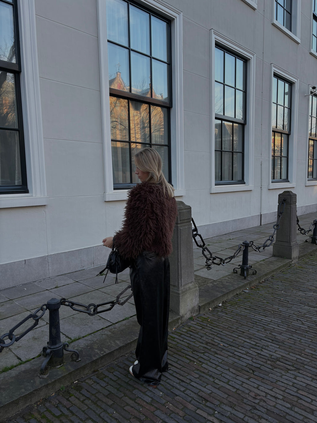 Tess furry jacket brown