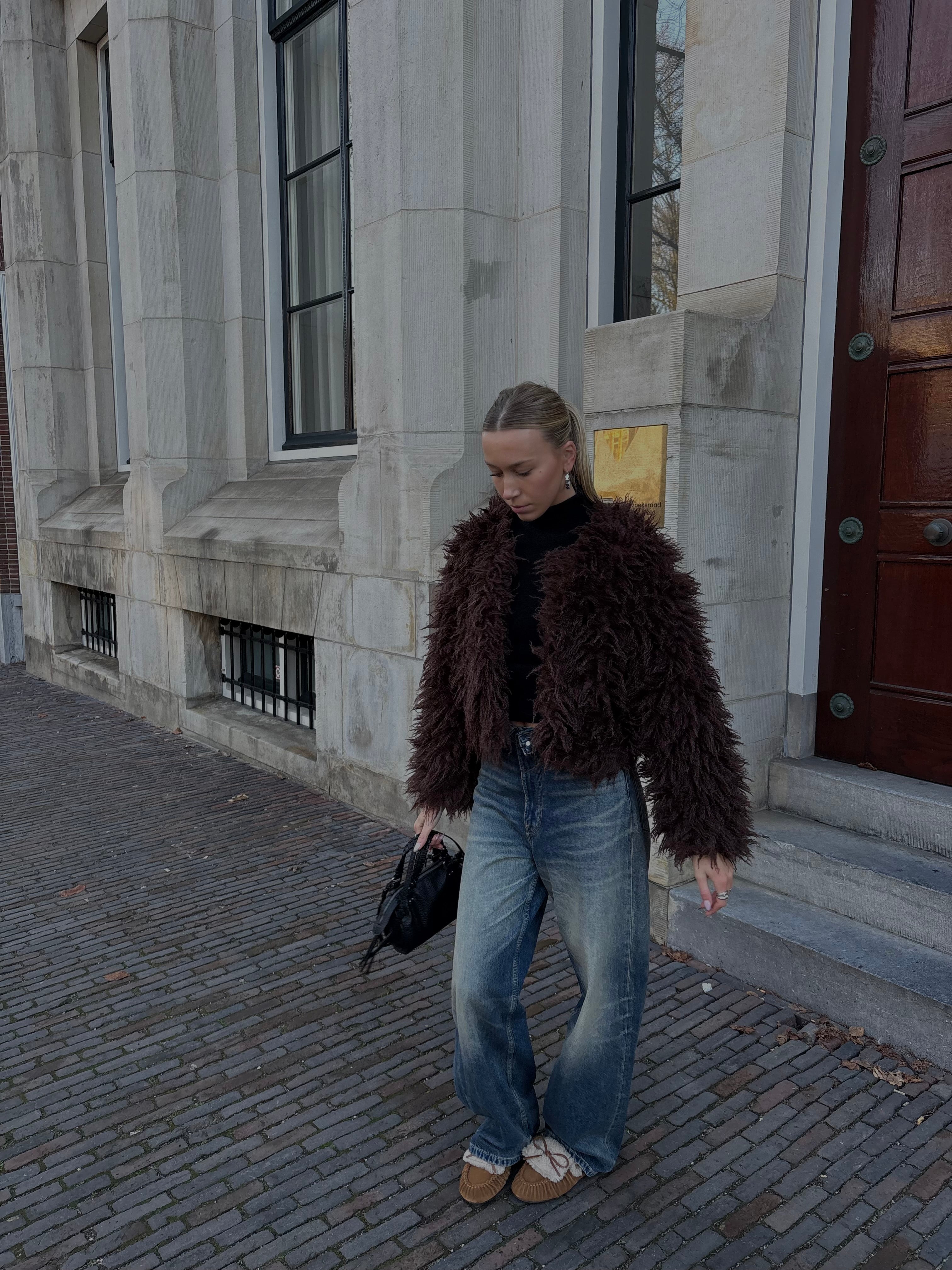 Tess furry jacket brown