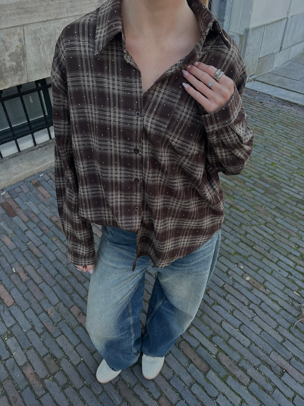 Mia glitter blouse brown