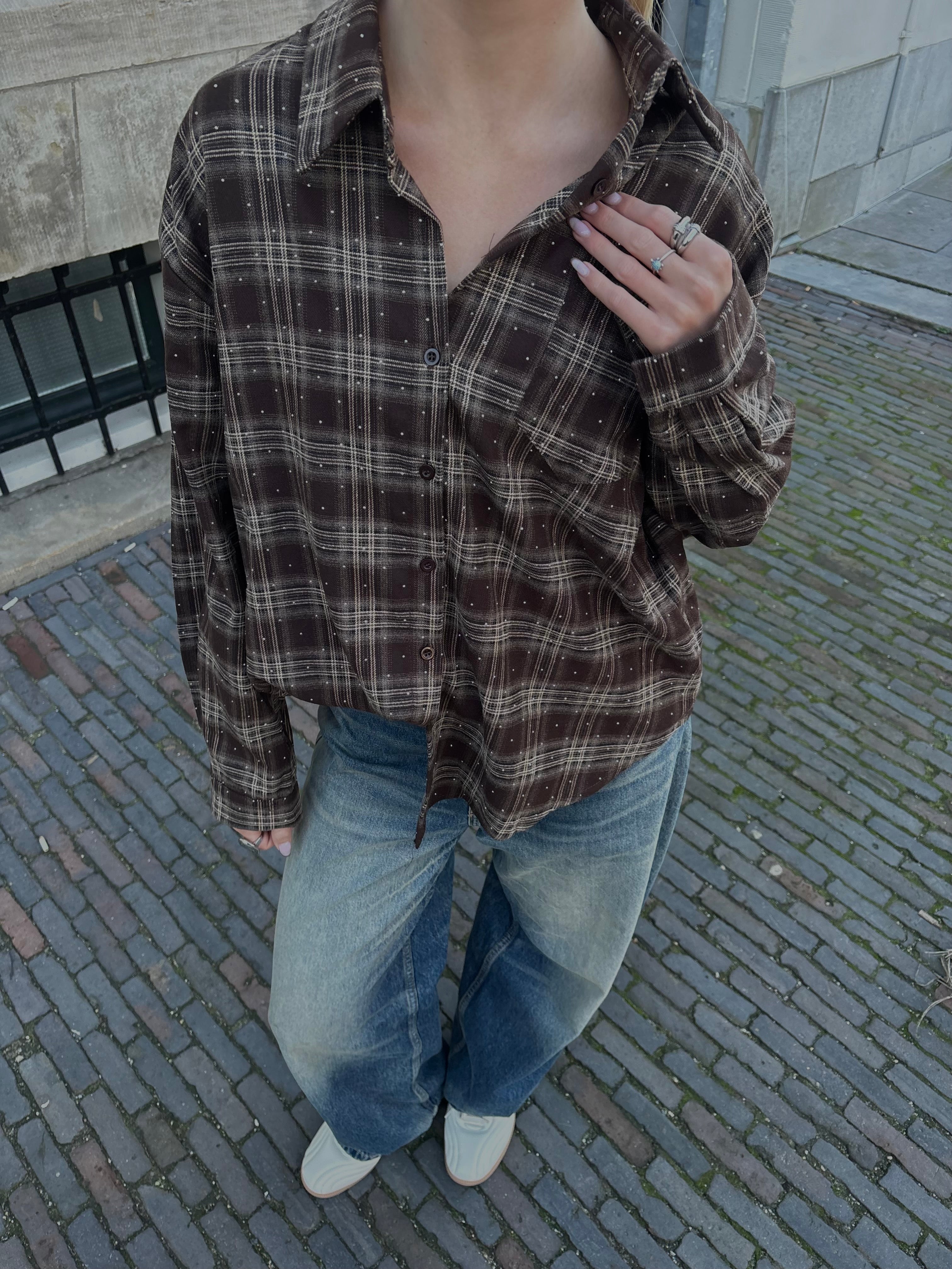 Mia glitter blouse brown