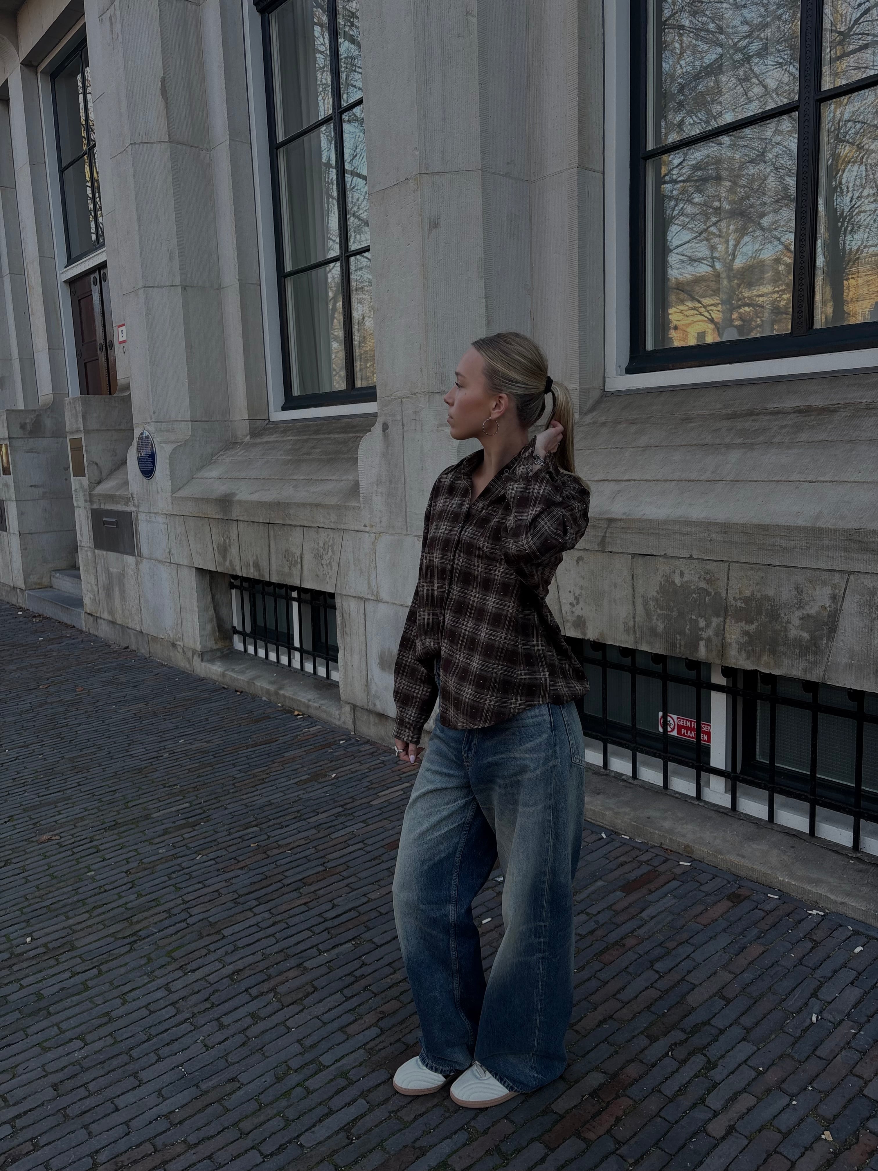 Mia glitter blouse brown